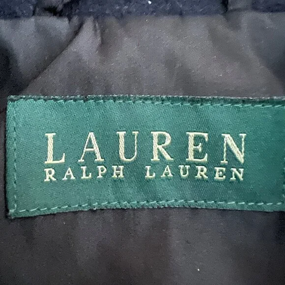 Lauren Ralph Lauren Navy Blue Double Breasted Wool Blend Pea Coat Large - Picture 3 of 9